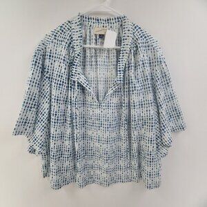 Universal Thread NWT Women's Blouse Pullover Peasant 3/4 Sleeve Blue Size XL